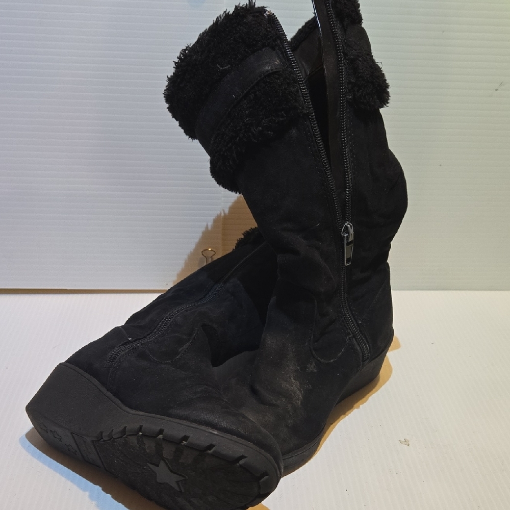 Black Girl's Mid-Calf Faux Fur Winter Boots